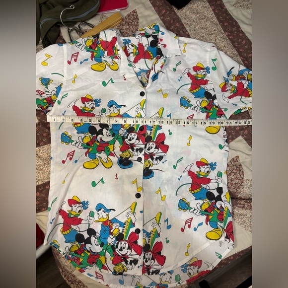 Disney White Casual Button Down Shirt with Mickey Mouse Print - Picture 3 of 4